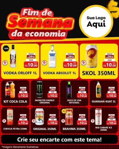 Modelo de Rede Social para Feed Instagram com o tema Fim de Semana da Economia para Distribuidora de bebidas