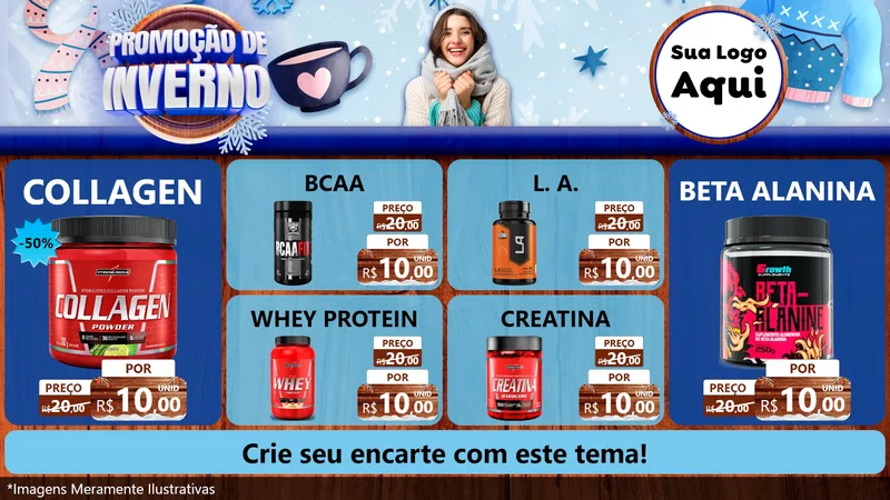 Modelo de TV para TV Horizontal com o tema Promoção de Inverno para Suplementos alimentares