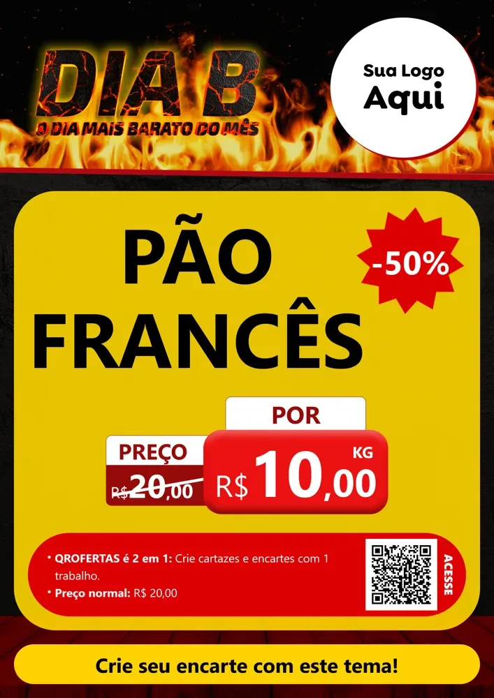 Modelo de Cartaz para Cartaz A4 Vertical com o tema Dia B para Padaria