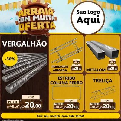 Modelo de Rede Social para Feed Facebook com o tema Ofertas de São João - Junina para Ferragens