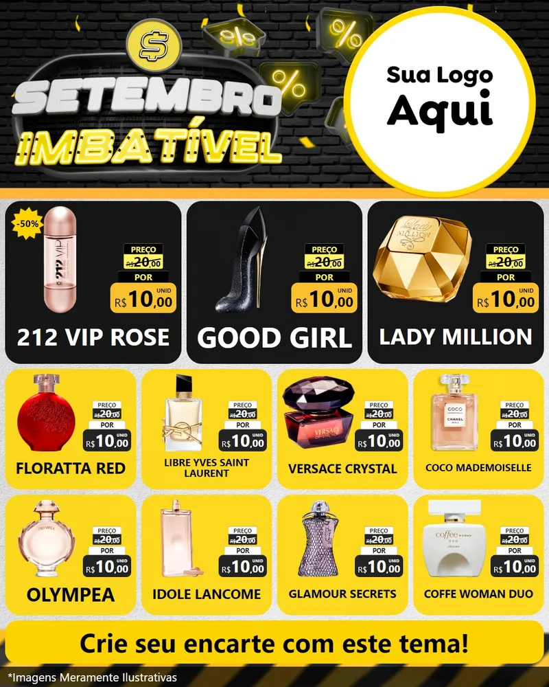 Modelo de Rede Social para Feed Instagram com o tema Setembro Imbatível para Perfumes