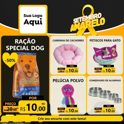 Modelo de Rede Social para Feed Facebook com o tema Setembro Amarelo para Pet Shop
