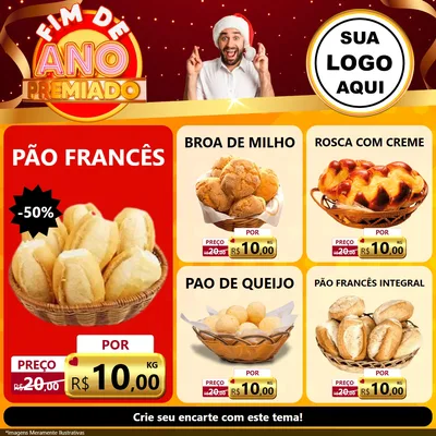 Modelo de Rede Social para Feed Facebook com o tema Fim de Ano Premiado para Padaria