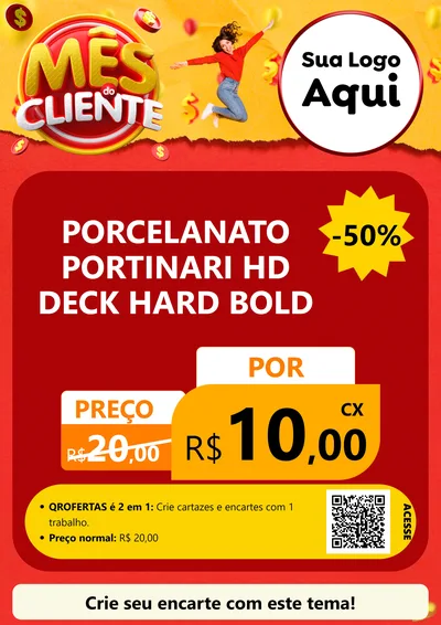 Modelo de Cartaz para Cartaz A4 Vertical com o tema Mês do Cliente para Pisos e revestimentos