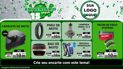 Modelo de TV para TV Horizontal com o tema Promoção de Aniversário - 15 Anos para Moto peças