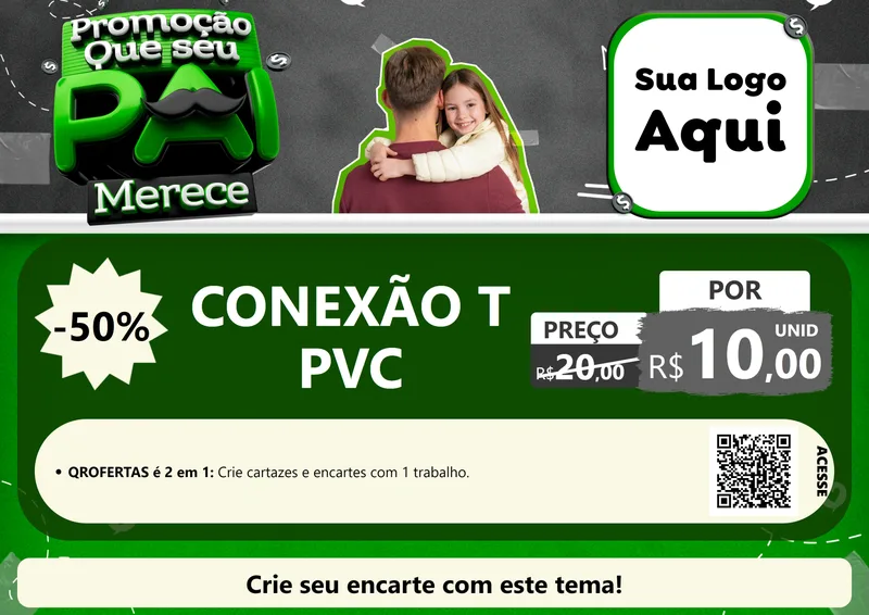 Modelo de Cartaz para Cartaz A4 Horizontal com o tema Promoção Que seu Pai Merece para Tubos e conexões