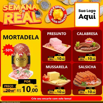 Modelo de Rede Social para Feed Facebook com o tema Semana do Real para Frios e Laticínios