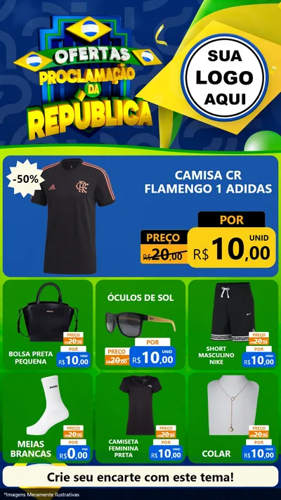 Modelo de Rede Social para Stories com o tema Ofertas Proclamação da República para Roupas e acessórios