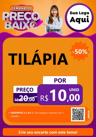 Modelo de Cartaz para Cartaz A4 Vertical com o tema Semana do Preço Baixo para Peixaria