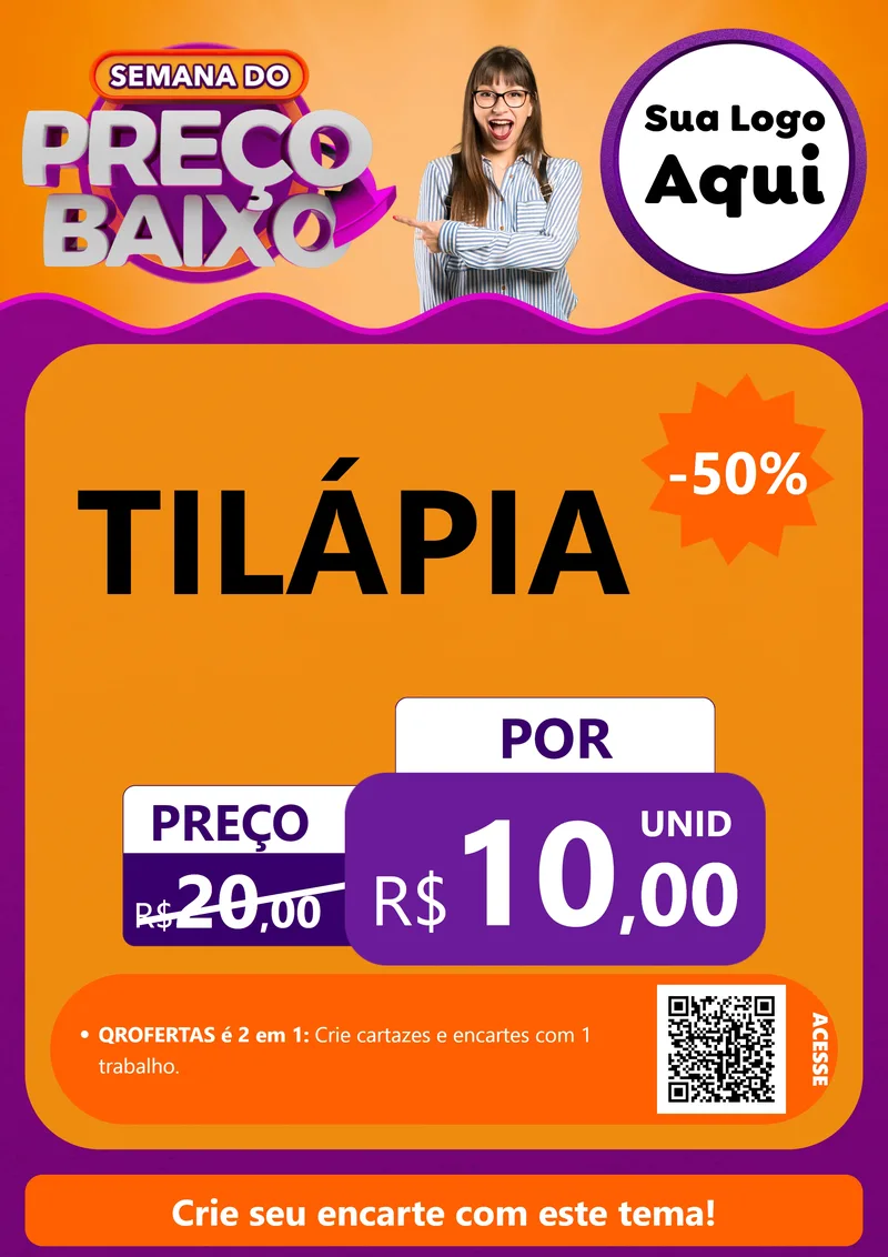 Modelo de Cartaz para Cartaz A4 Vertical com o tema Semana do Preço Baixo para Peixaria