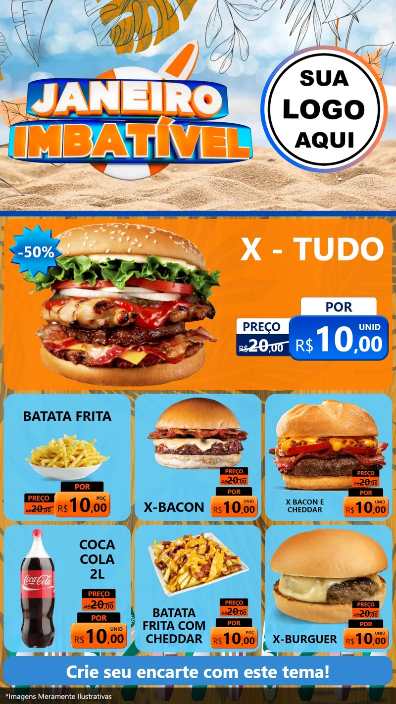 Modelo de Rede Social para Stories com o tema Janeiro Imbatível para Hamburgueria