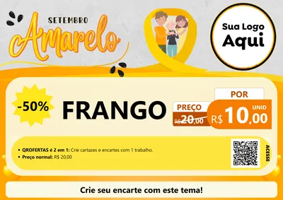 Modelo de Cartaz para Cartaz A4 Horizontal com o tema Setembro Amarelo para Assados