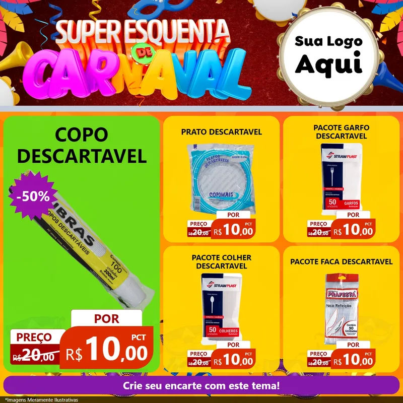 Modelo de Rede Social para Feed Facebook com o tema Super Esquenta de Carnaval para Embalagens