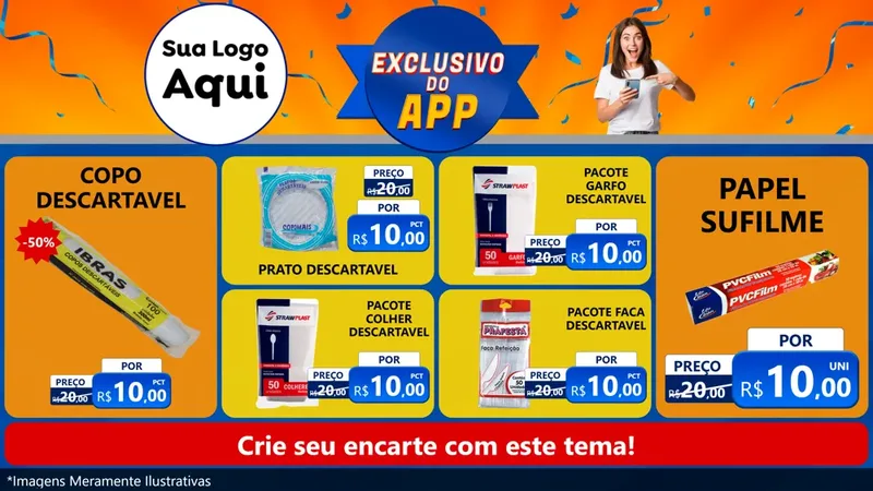 Modelo de TV para TV Horizontal com o tema Exclusivo do Aplicativo para Embalagens