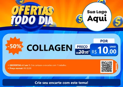 Modelo de Cartaz para Cartaz A4 Horizontal com o tema Ofertas Todo Dia para Suplementos alimentares