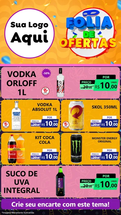 Modelo de TV para TV Vertical com o tema Folia de Ofertas para Distribuidora de bebidas