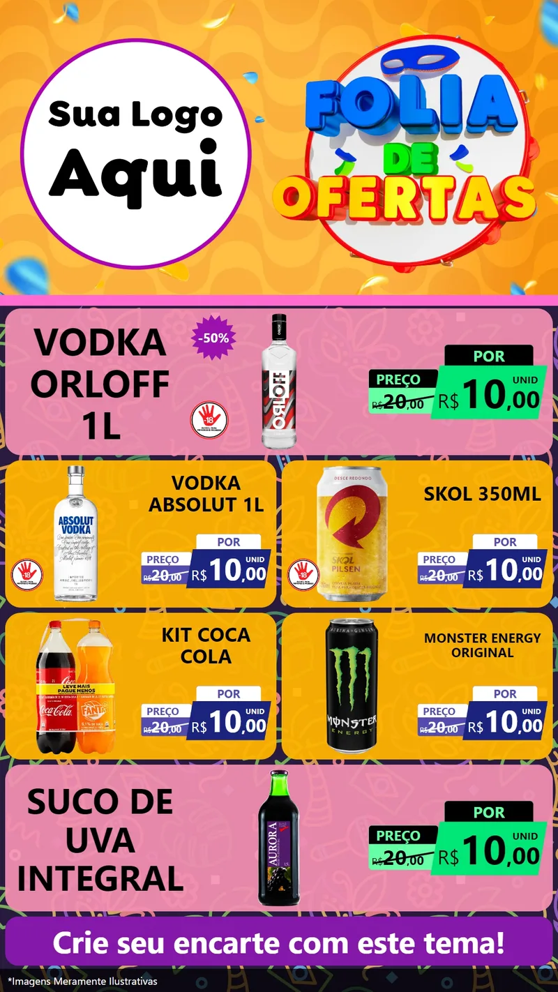 Modelo de TV para TV Vertical com o tema Folia de Ofertas para Distribuidora de bebidas