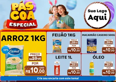 Modelo de Encarte para Encarte A4 Horizontal com o tema Páscoa Especial para Supermercado