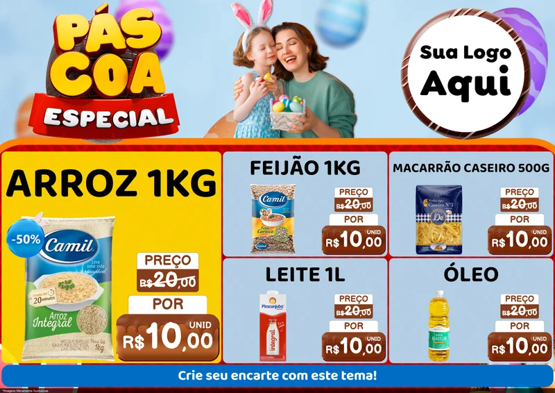 Modelo de Encarte para Encarte A4 Horizontal com o tema Páscoa Especial para Supermercado