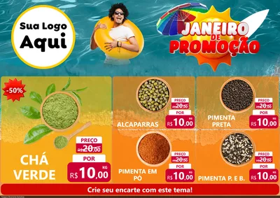Modelo de Encarte para Encarte A4 Horizontal com o tema Janeiro de Promoção para Produtos Naturais