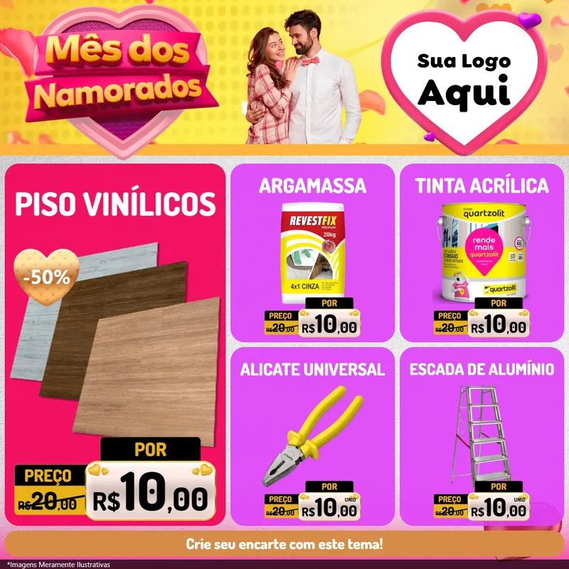 Modelo de Rede Social para Feed Facebook com o tema Mês dos Namorados para Material para Construção