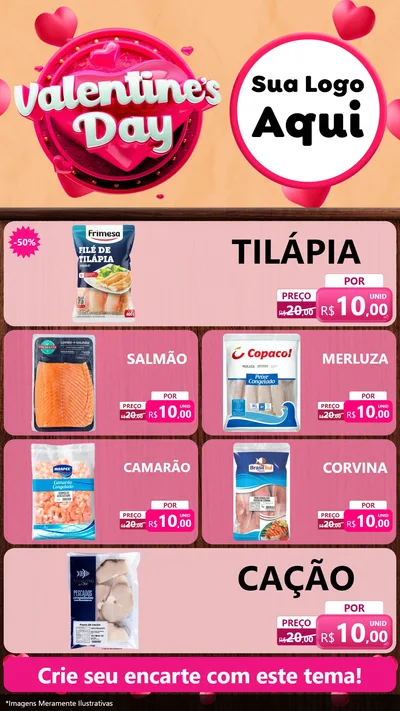 Modelo de TV para TV Vertical com o tema Valentine's Day para Peixaria