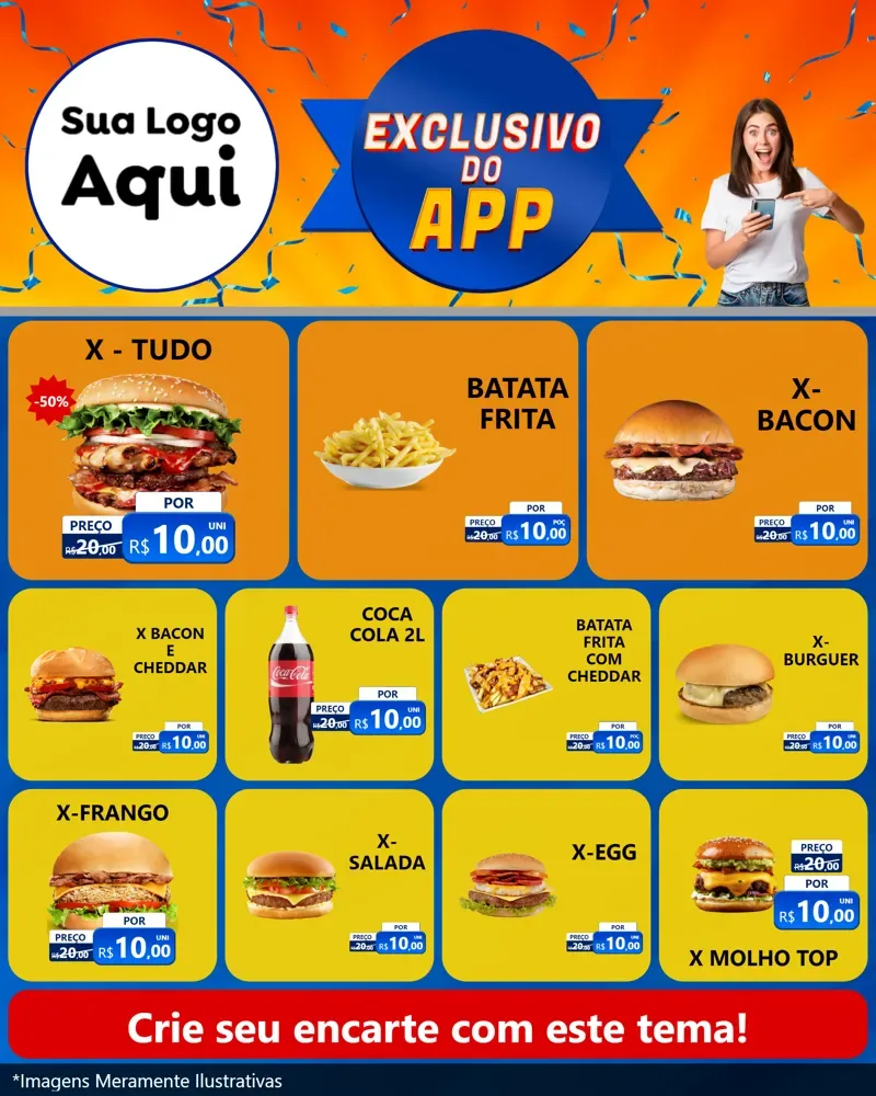 Modelo de Rede Social para Feed Instagram com o tema Exclusivo do Aplicativo para Hamburgueria