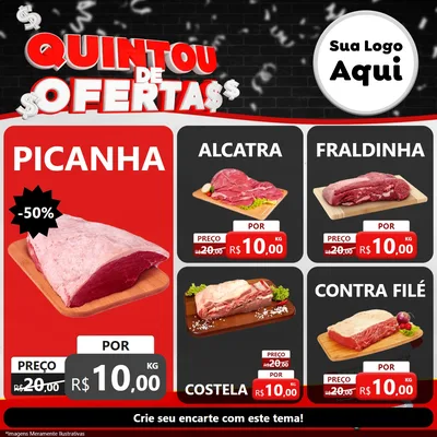 Modelo de Rede Social para Feed Facebook com o tema Quintou de Ofertas para Açougue