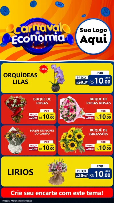 Modelo de TV para TV Vertical com o tema Carnaval da Economia para Floricultura e jardim