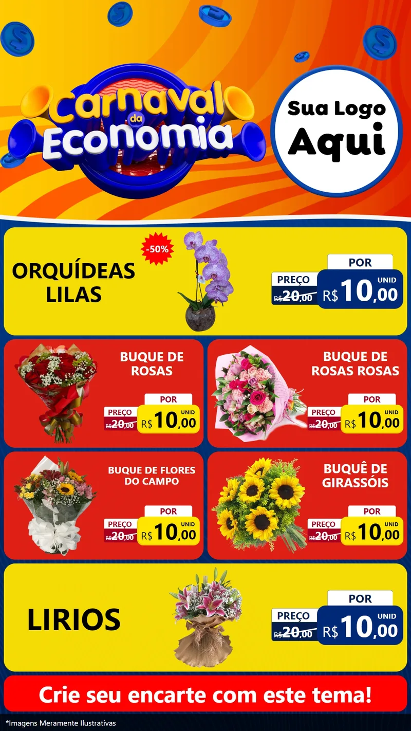 Modelo de TV para TV Vertical com o tema Carnaval da Economia para Floricultura e jardim