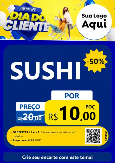 Modelo de Cartaz para Cartaz A4 Vertical com o tema Especial Dia do Cliente para Comida japonesa