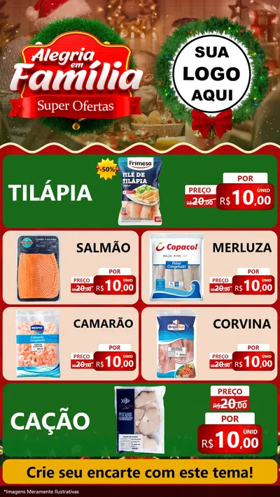 Modelo de TV para TV Vertical com o tema Alegria Em Família - Super Ofertas para Peixaria