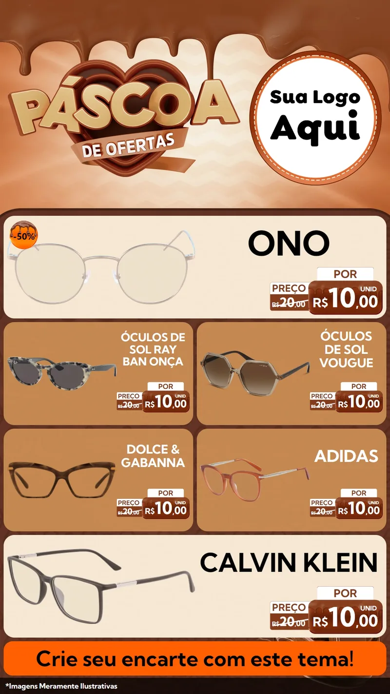 Modelo de TV para TV Vertical com o tema Páscoa de Ofertas para Óticas