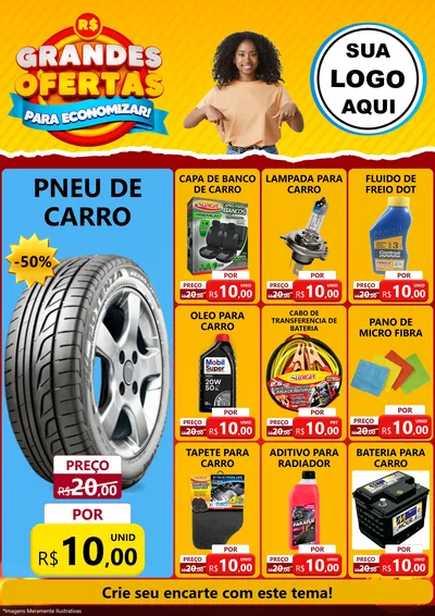 Modelo de Encarte para Encarte A4 Vertical com o tema Grandes Ofertas Para Economizar! para Auto peças