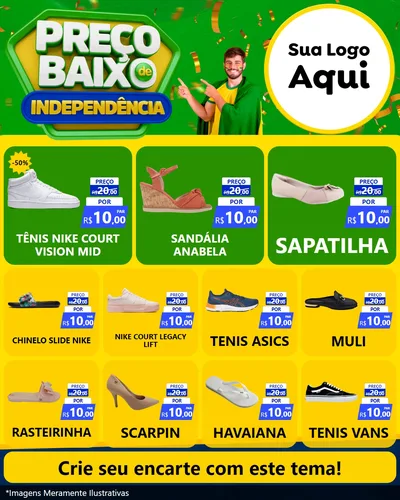 Modelo de Rede Social para Feed Instagram com o tema Preço Baixo de Independência para Calçados
