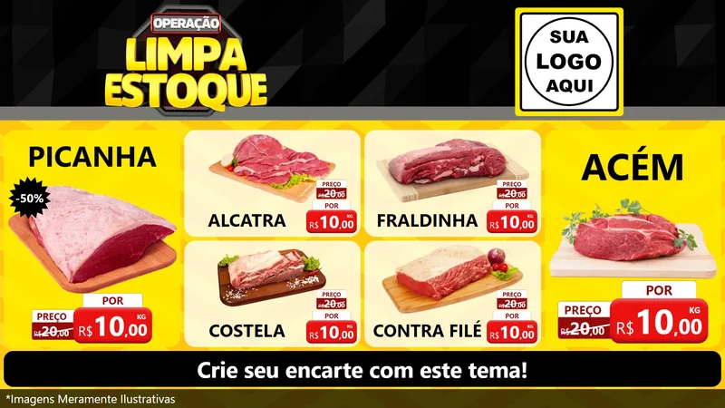 Modelo de TV para TV Horizontal com o tema Operação Limpa Estoque para Açougue