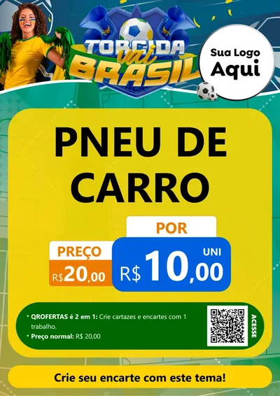 Modelo de Cartaz para Cartaz A4 Vertical com o tema Torcida Vai Brasil - Copa para Auto peças