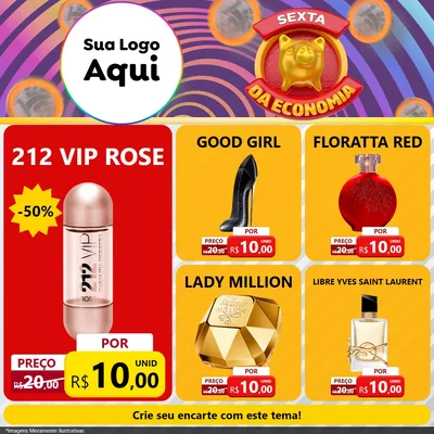 Modelo de Rede Social para Feed Facebook com o tema Sexta da Economia para Perfumes