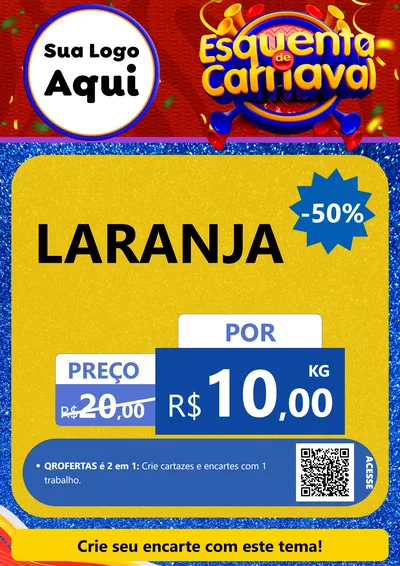 Modelo de Cartaz para Cartaz A4 Vertical com o tema Esquenta de Carnaval para Hortifrúti