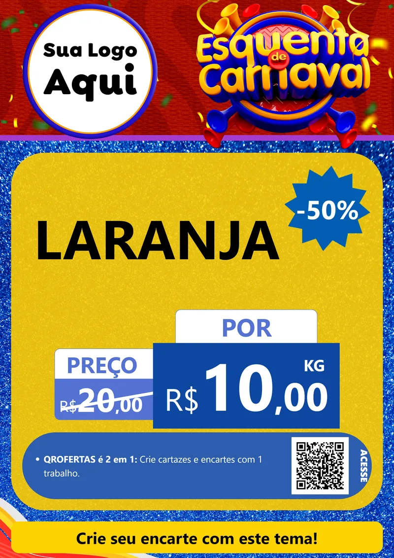 Modelo de Cartaz para Cartaz A4 Vertical com o tema Esquenta de Carnaval para Hortifrúti