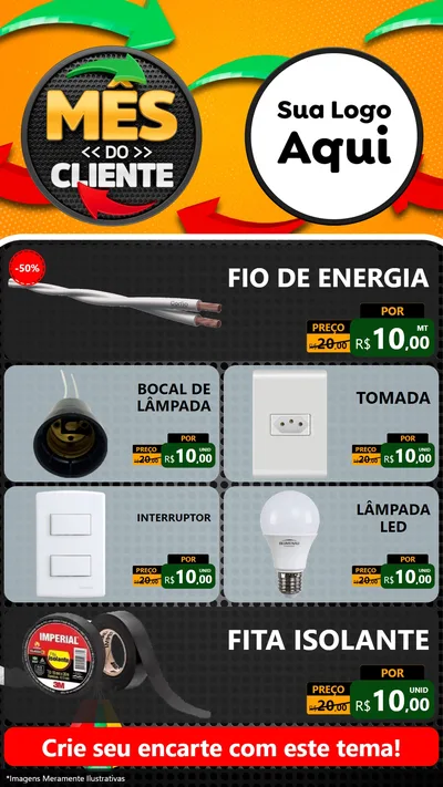 Modelo de TV para TV Vertical com o tema Mês do Cliente para Materiais Elétricos