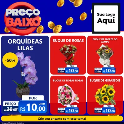 Modelo de Rede Social para Feed Facebook com o tema Preço Baixo para Floricultura e jardim
