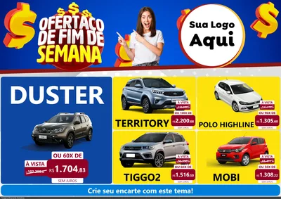 Modelo de Encarte para Encarte A4 Horizontal com o tema Ofertaço de Fim de Semana para Concessionaria de Carros