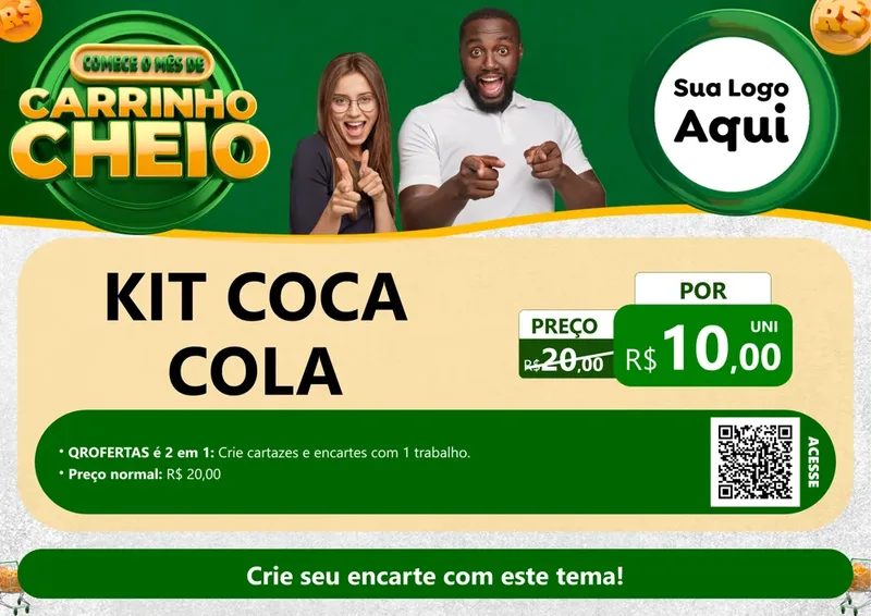 Modelo de Cartaz para Cartaz A4 Horizontal com o tema Carrinho Cheio para Distribuidora de bebidas