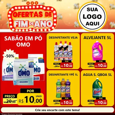 Modelo de Rede Social para Feed Facebook com o tema Ofertas de Fim de Ano para Produtos de Limpeza