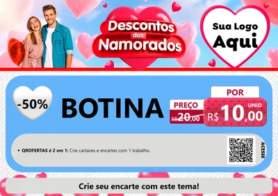 Modelo de Cartaz para Cartaz A4 Horizontal com o tema Descontos dos Namorados para Agropecuária