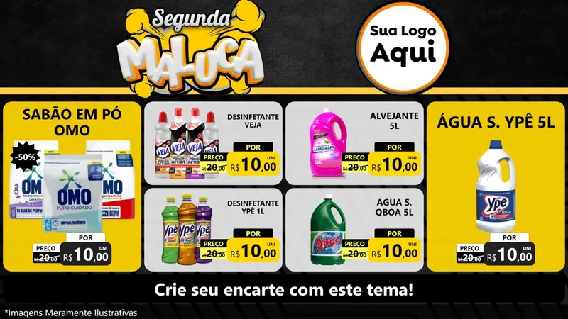 Modelo de TV para TV Horizontal com o tema Segunda Maluca para Produtos de Limpeza