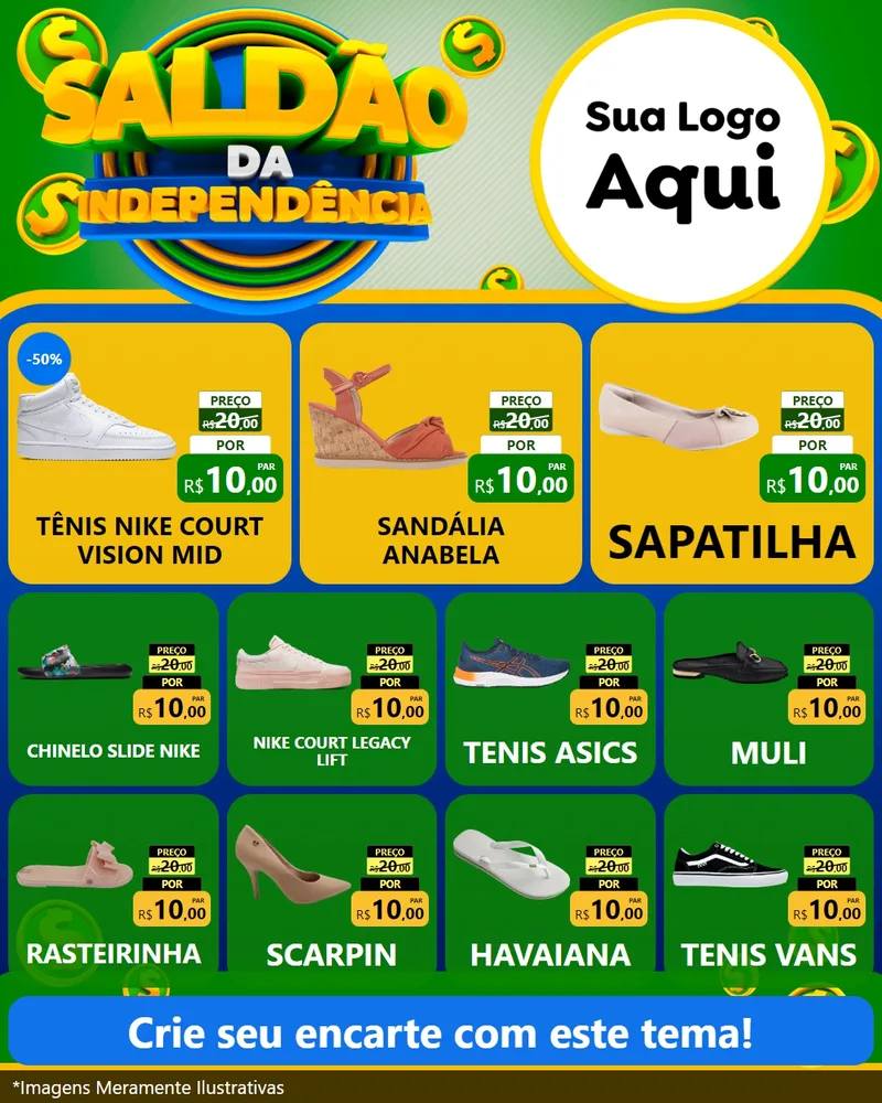 Modelo de Rede Social para Feed Instagram com o tema Saldão da Indepêndencia para Calçados