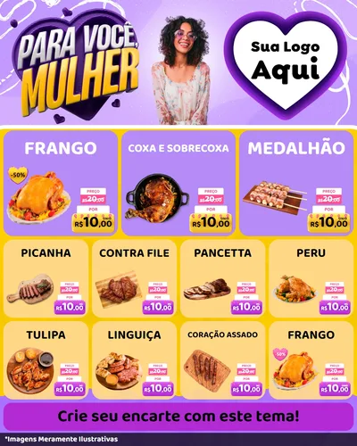 Modelo de Rede Social para Feed Instagram com o tema Para Você, Mulher para Assados