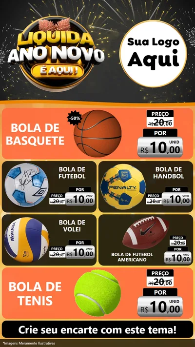 Modelo de TV para TV Vertical com o tema Liquida Ano Novo É Aqui! para Artigos Esportivos